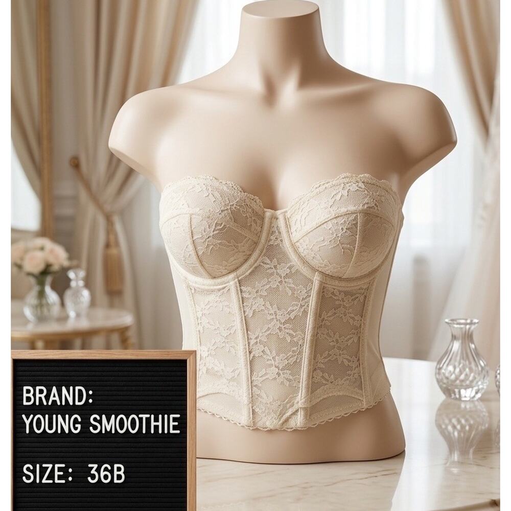 Backless Bra by Young Smoothie 36B Corset Strapless Bustier Wedding Sexy Lace